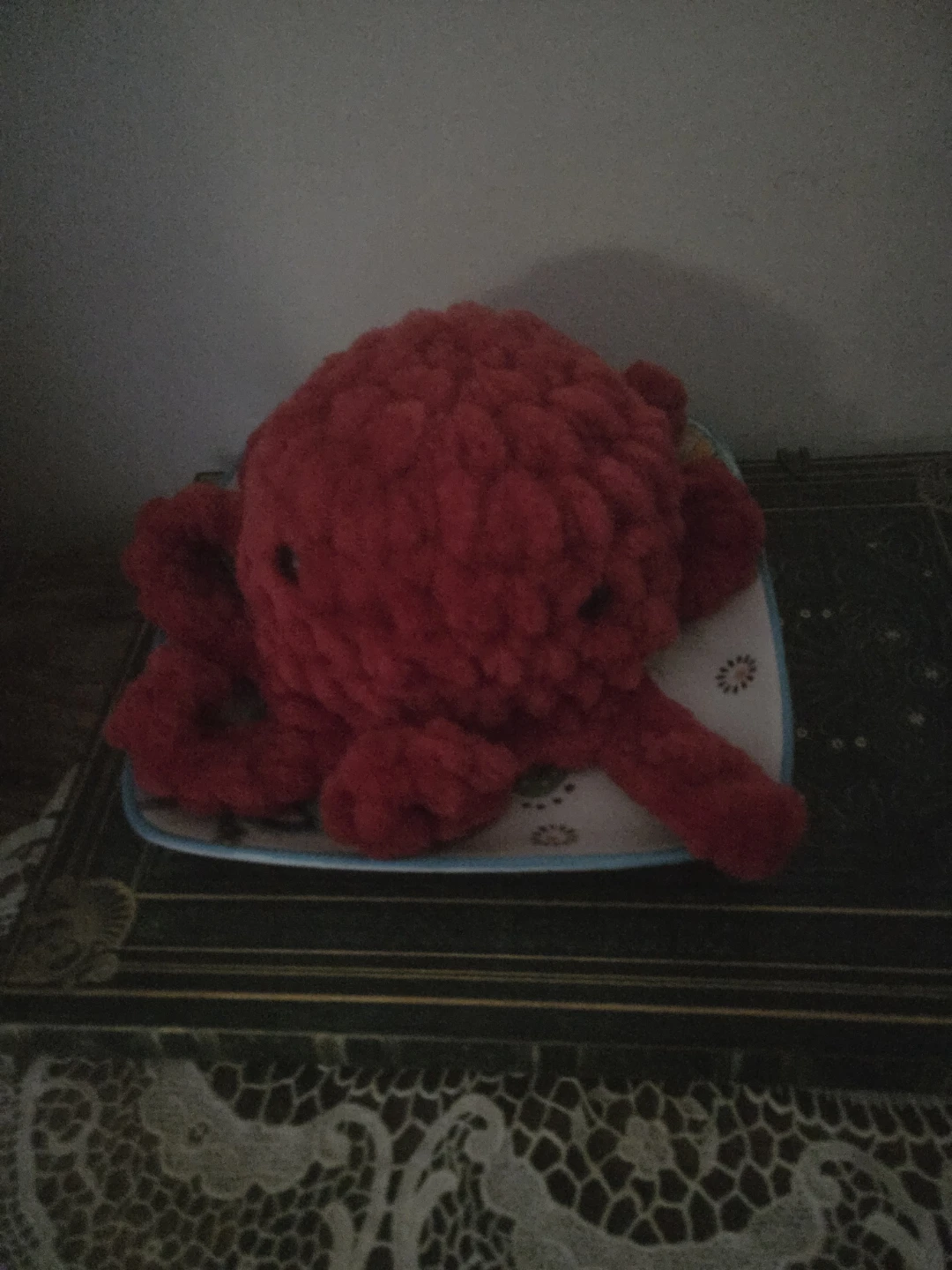 Red Crochet Octopus Plush Toy