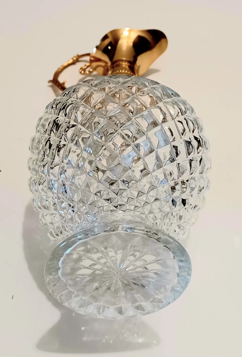Gold Plated Hollywood Regency Hand Cut Crystal Carafe - photo 3