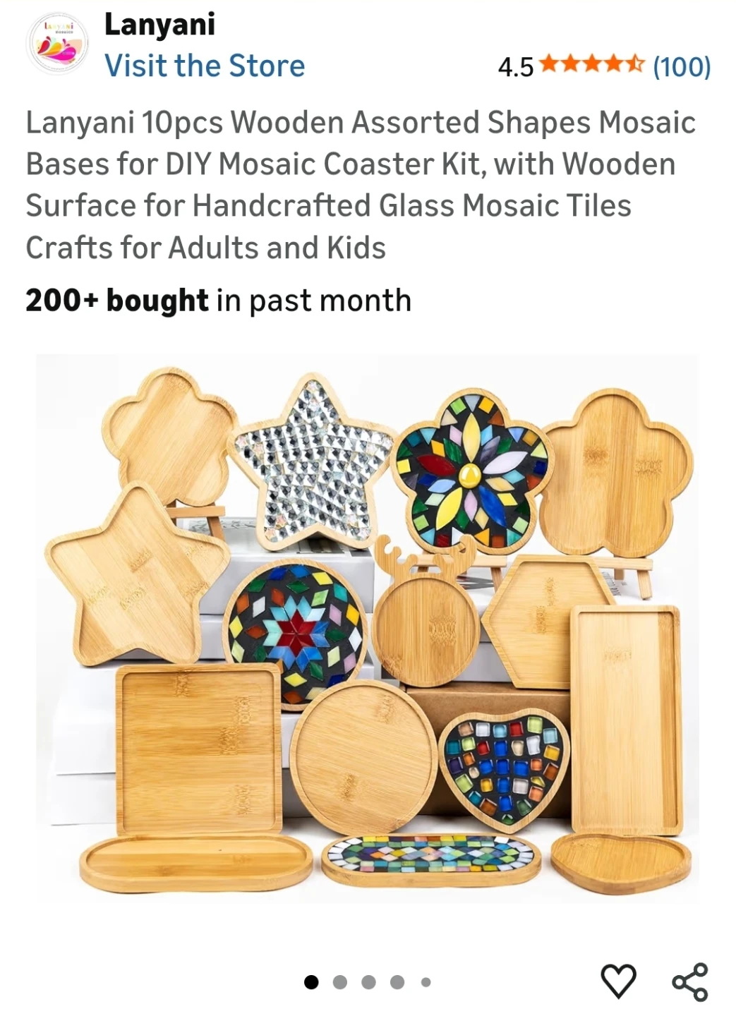 10pcs Wooden Assorted Shapes Coaster Bases