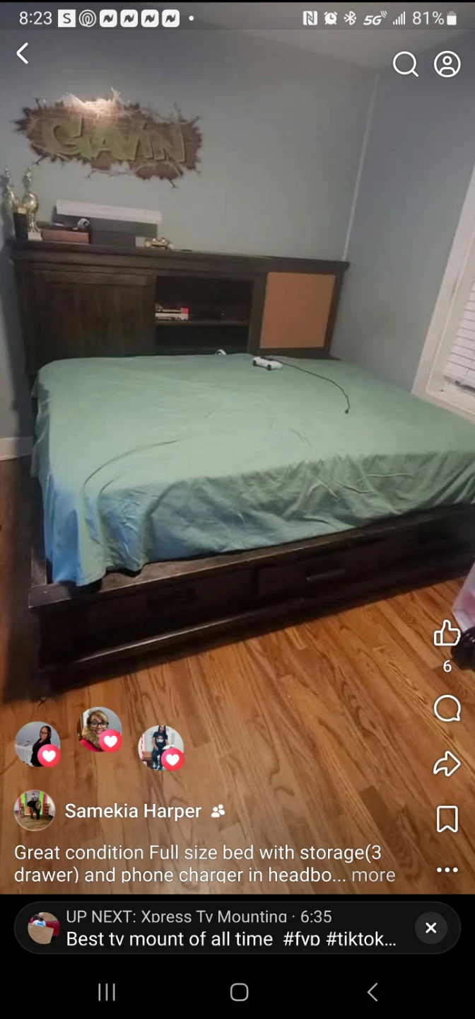 Full Size Bed with Storage and Headboard Charger