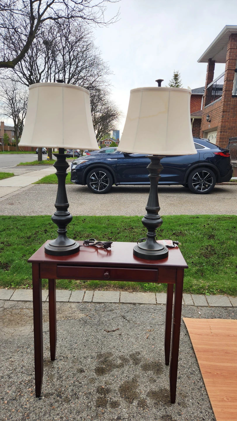 Pair of Table Lamps with side table.