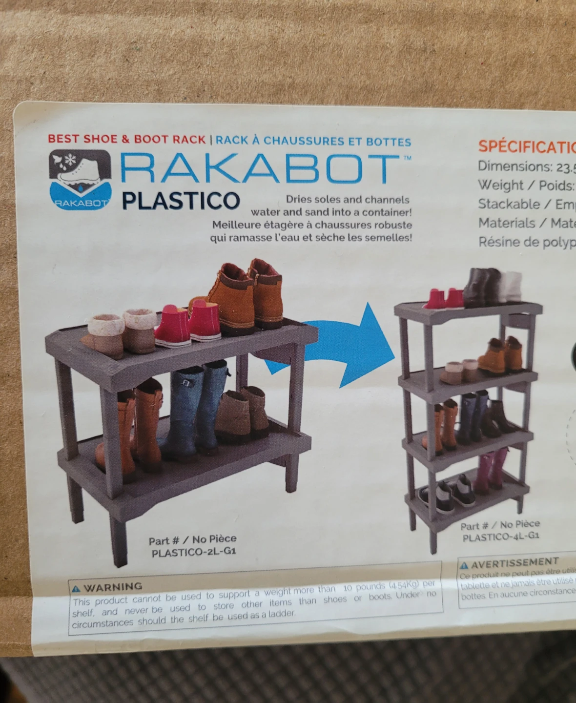 Rakabot Plastico 2-Tier Shoe & Boot Rack
