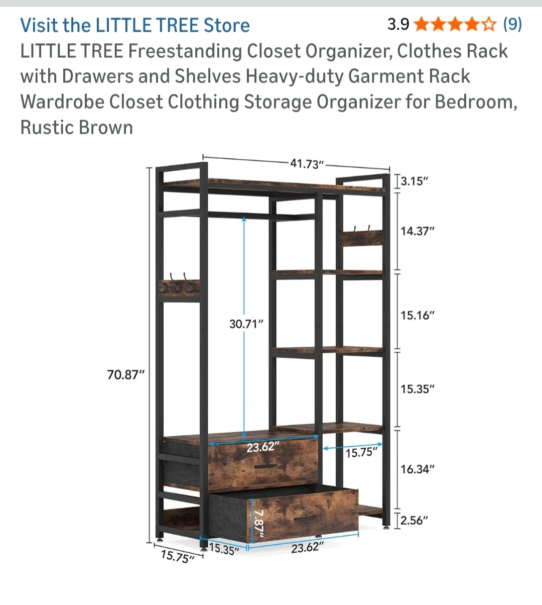 Clothing Rack with Drawers