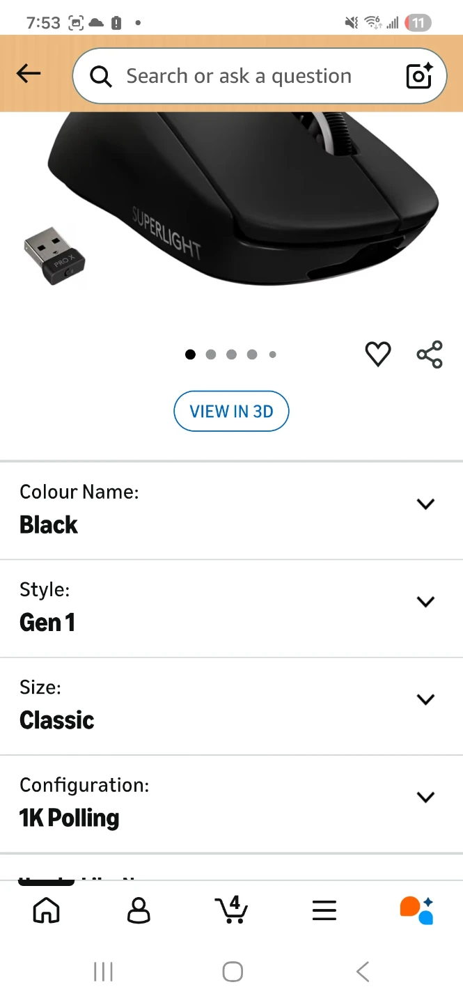 Logitech G PRO X SUPERLIGHT Wireless Gaming Mouse - Black - photo 3