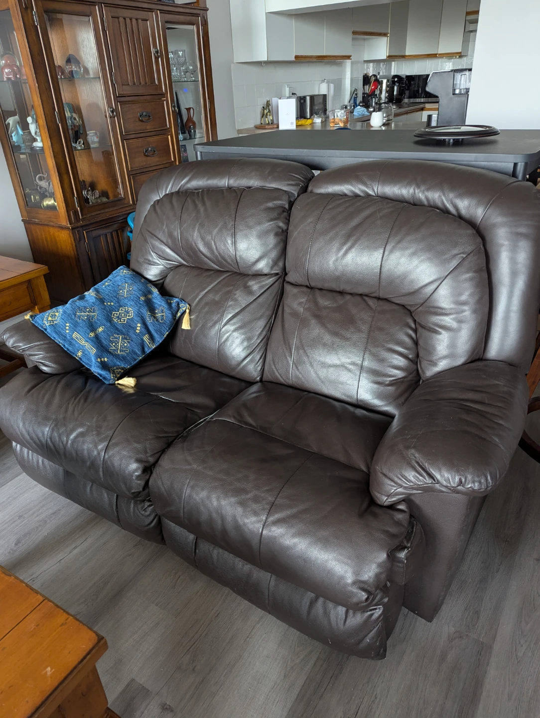 Brown Leather Reclining Sofa - photo 2