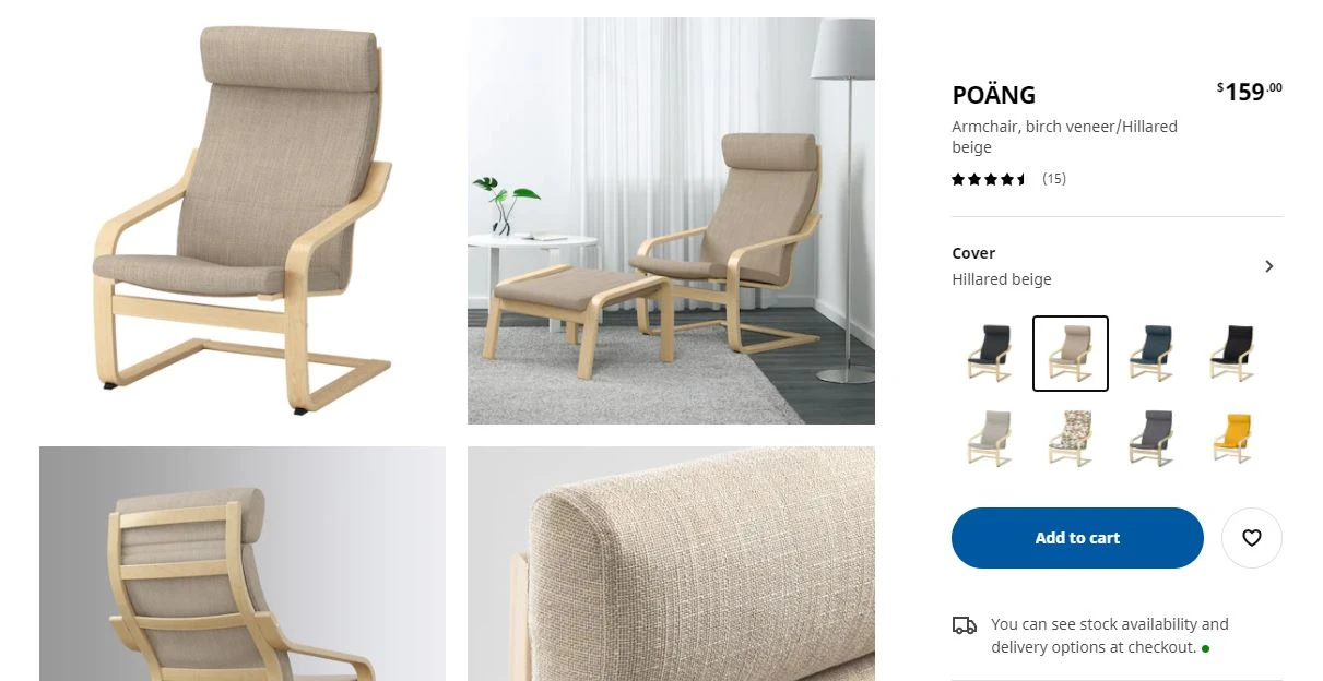 IKEA POÄNG Armchair - Birch Veneer/Hillared Beige - photo 2