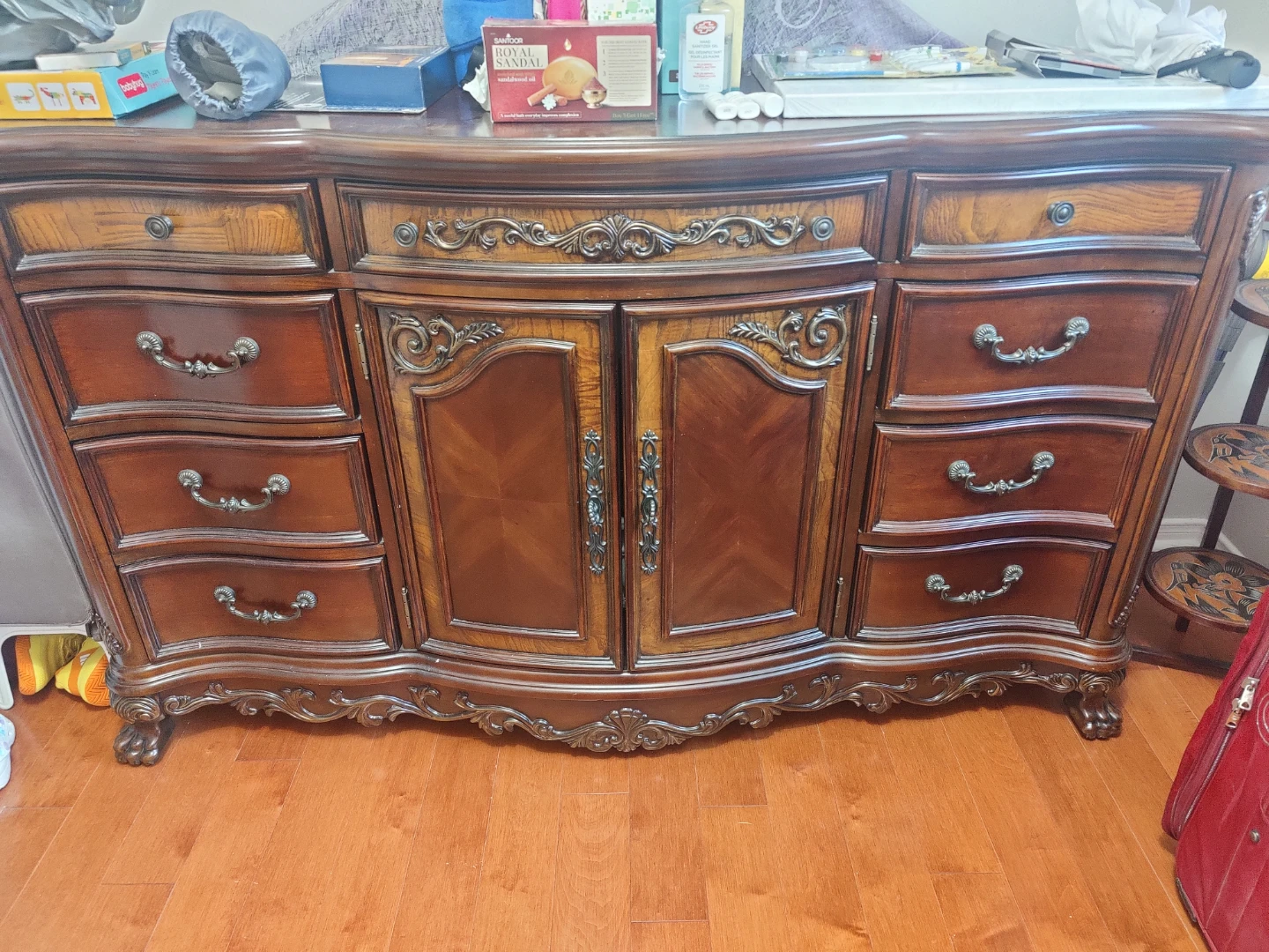 Ornate Wooden Dresser with Mirror