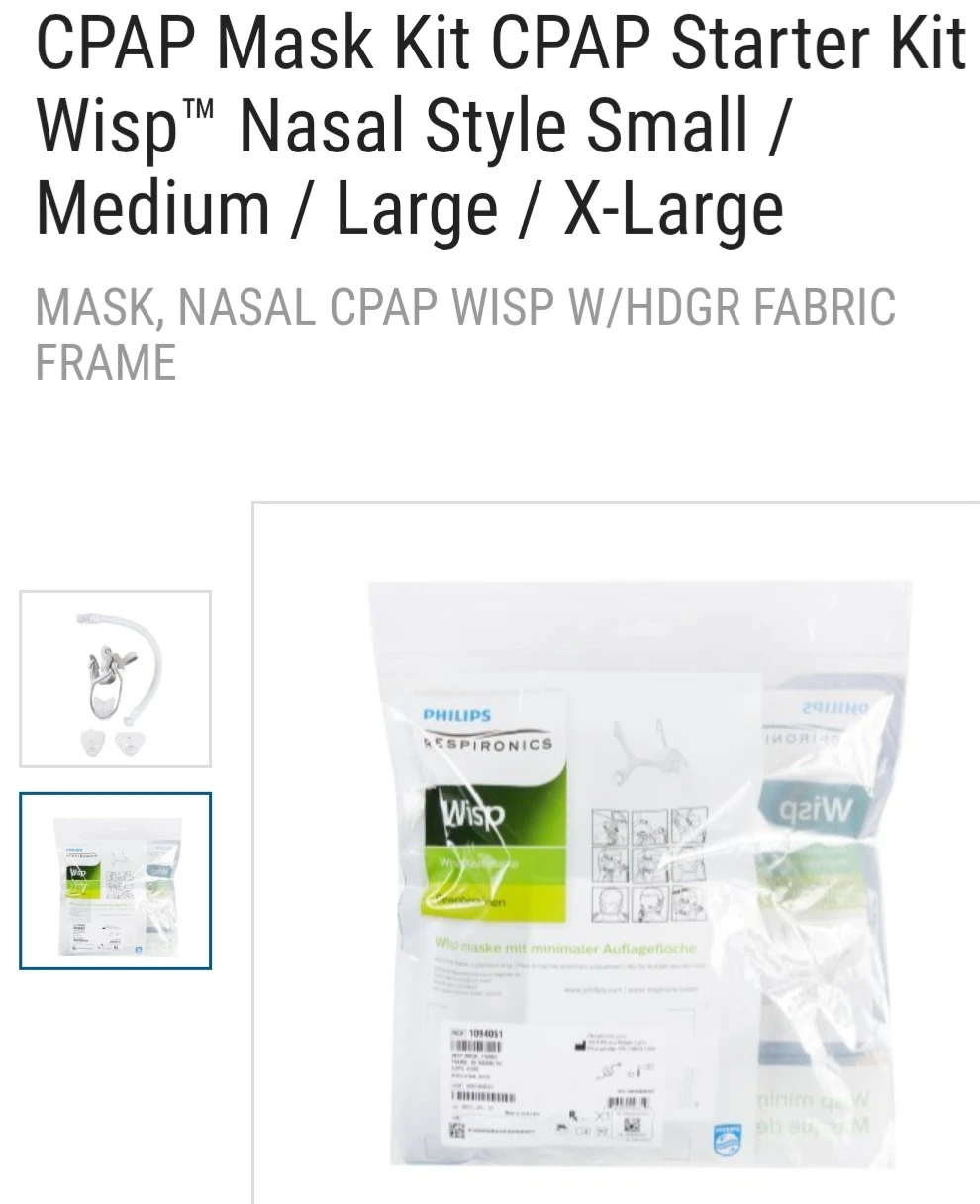 Philips Respironics Wisp Nasal CPAP Mask with Fabric Frame - photo 2