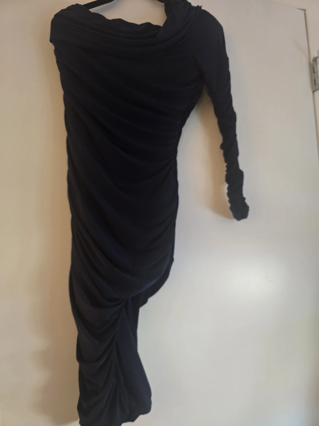 Navy One-Shoulder Ruched Dress - photo 3