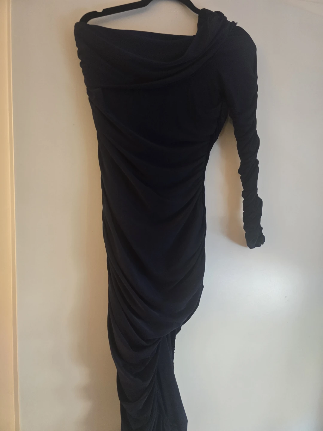 Navy One-Shoulder Ruched Dress - photo 4