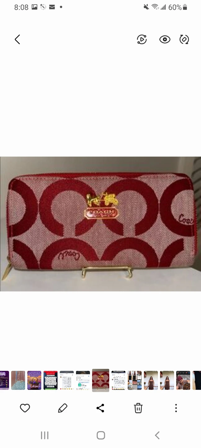 Coach Zip Around Wallet - Red Signature "C" Pattern