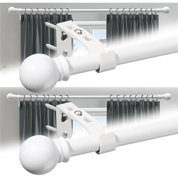2 pack White Metal Curtain Rod