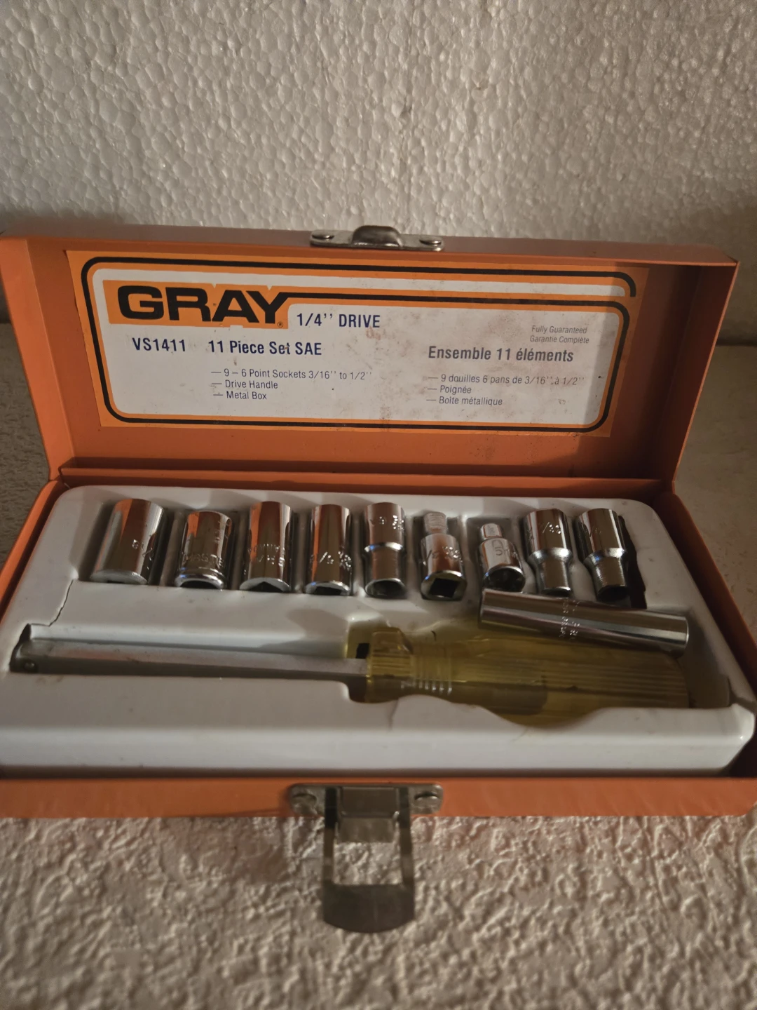 Vintage Gray 11 Piece 1/4" Drive Socket Set SAE