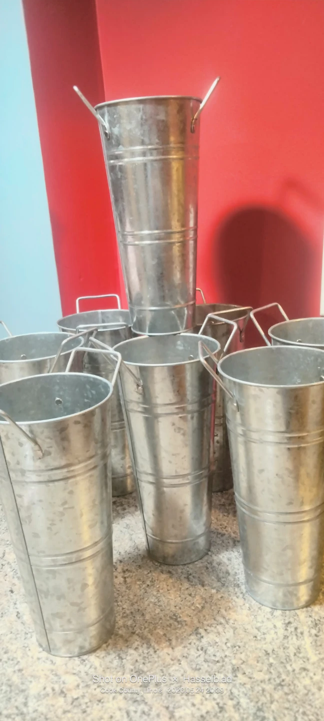 8 Galvanized Metal Buckets