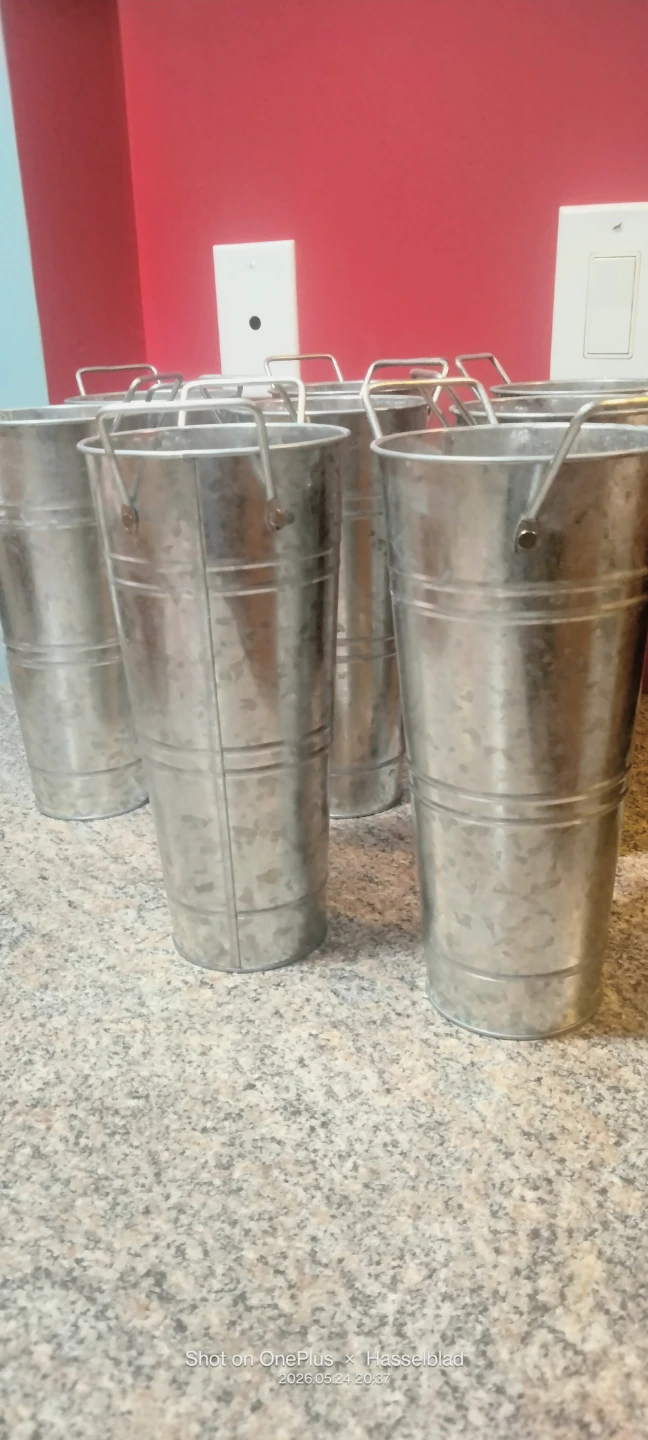 8 Galvanized Metal Buckets - photo 2