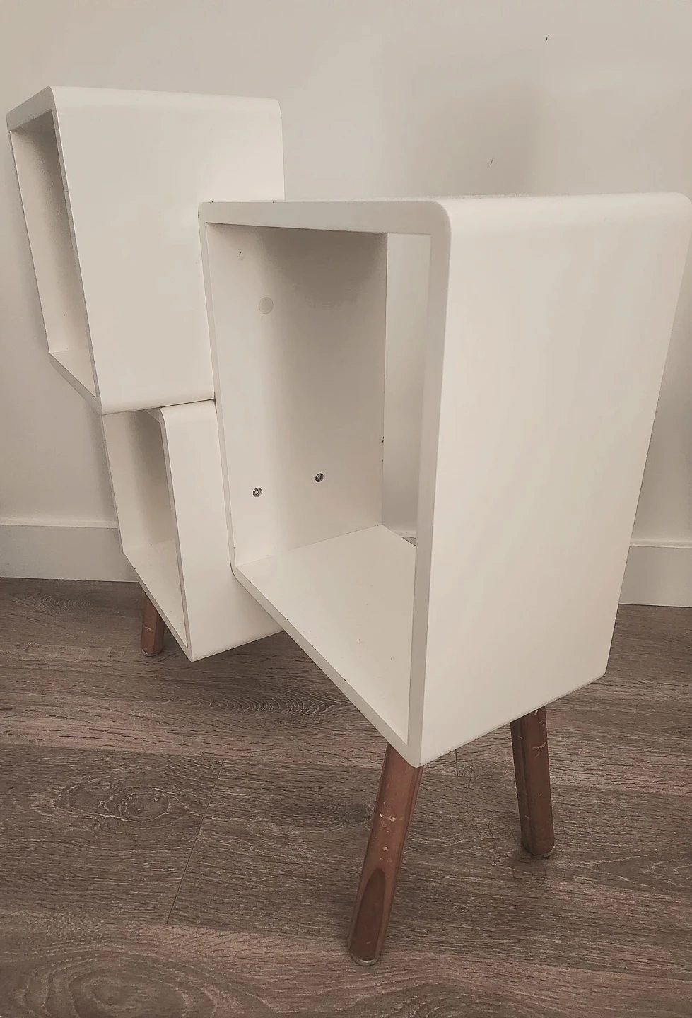 2 White Cube Shelf Units with Wood Legs - photo 4