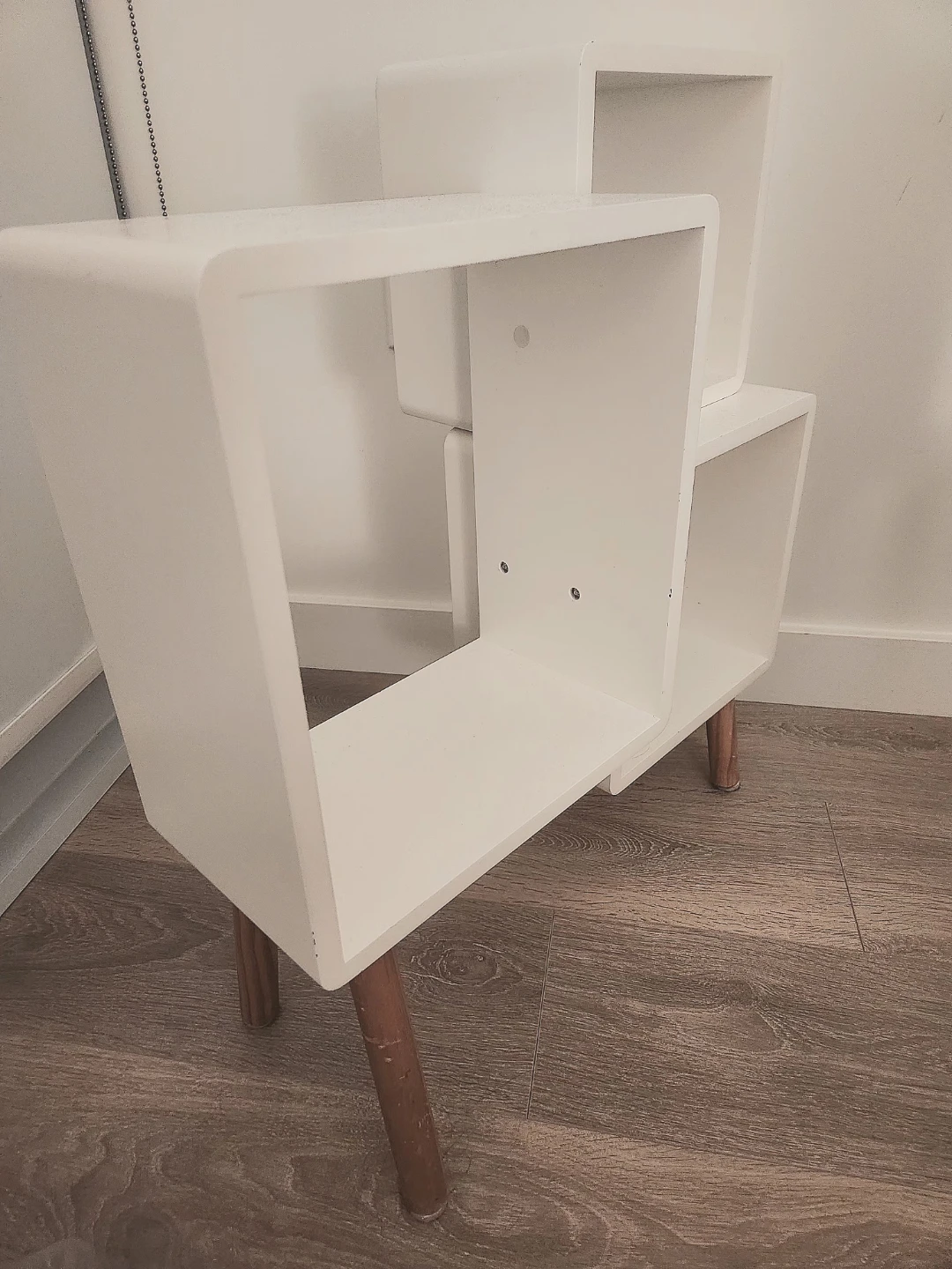 2 White Cube Shelf Units with Wood Legs - photo 5