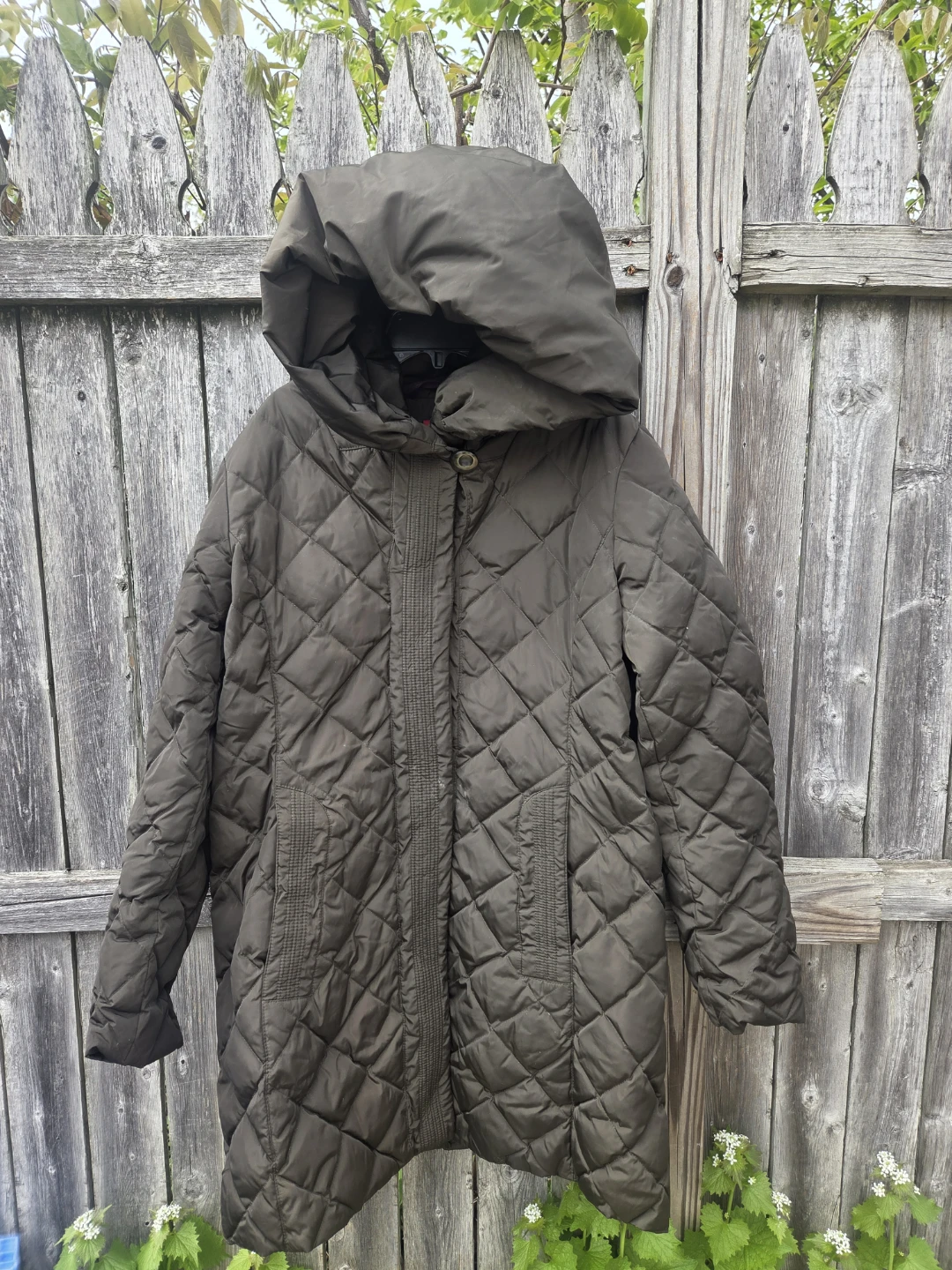 Quilted Hooded Jacket - Olive Green
