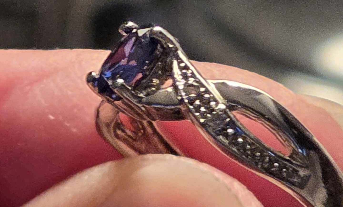 14k. White Gold blue Sapphire Ring vintage - photo 4