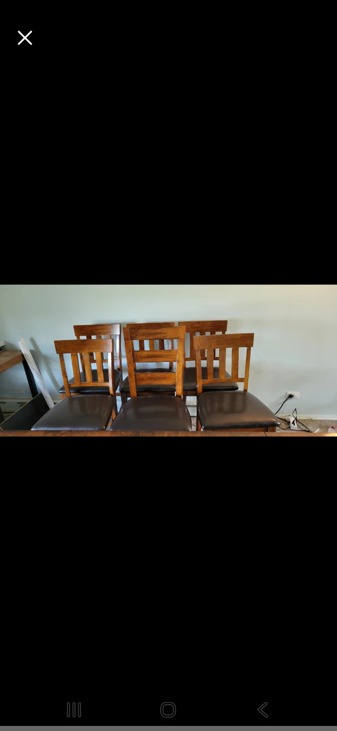 Set of 6 Wooden Dining Chairs with Padded Seats