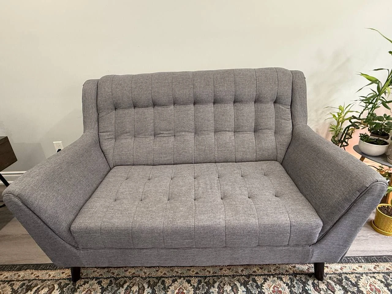 Grey Tufted Loveseat - photo 2
