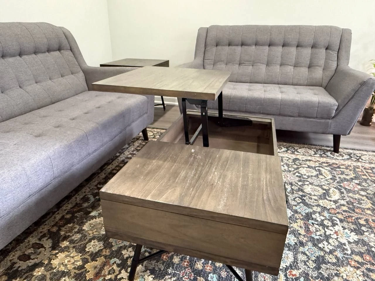 Grey Tufted Loveseat - photo 4