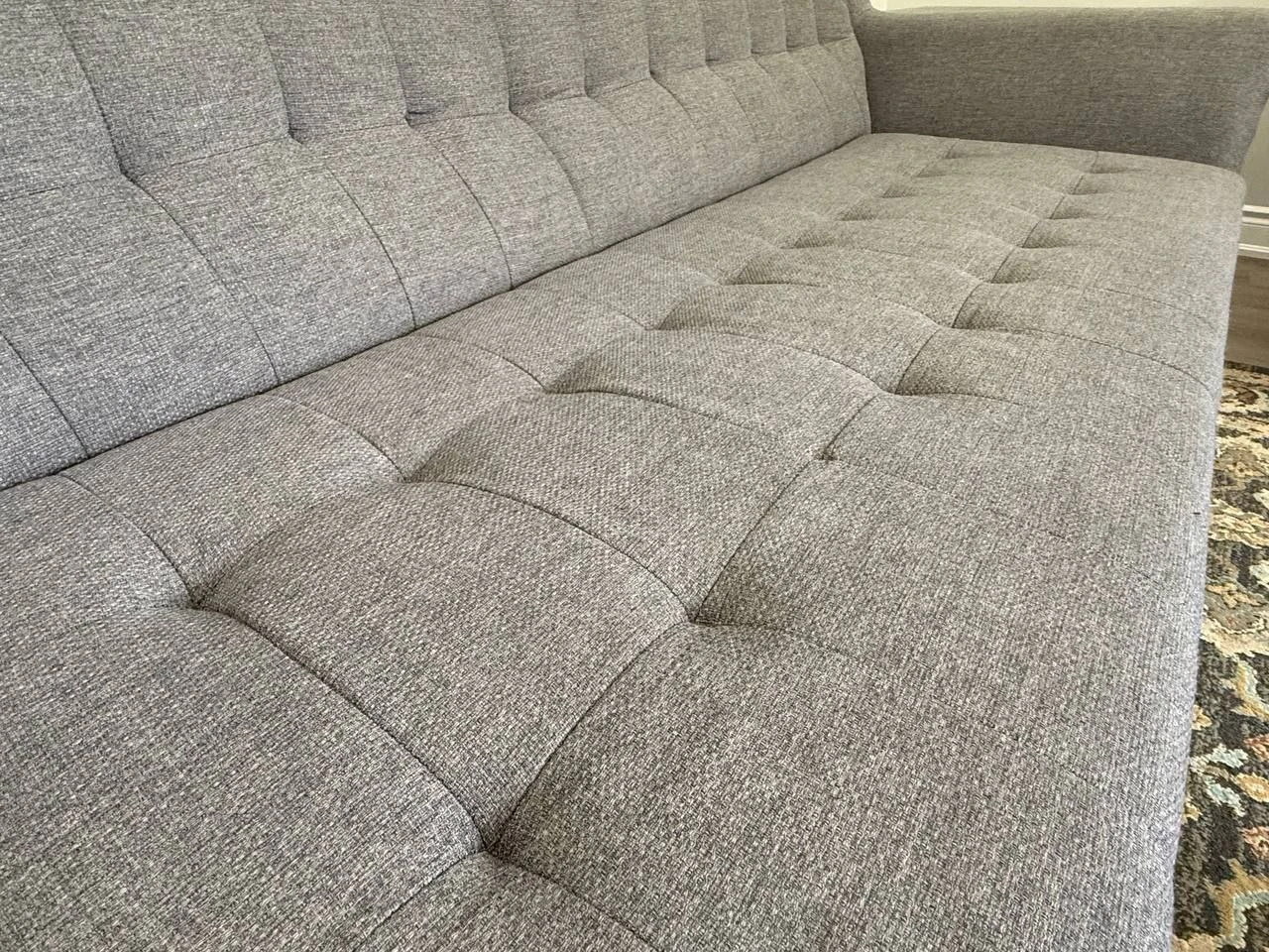 Grey Tufted Loveseat - photo 5