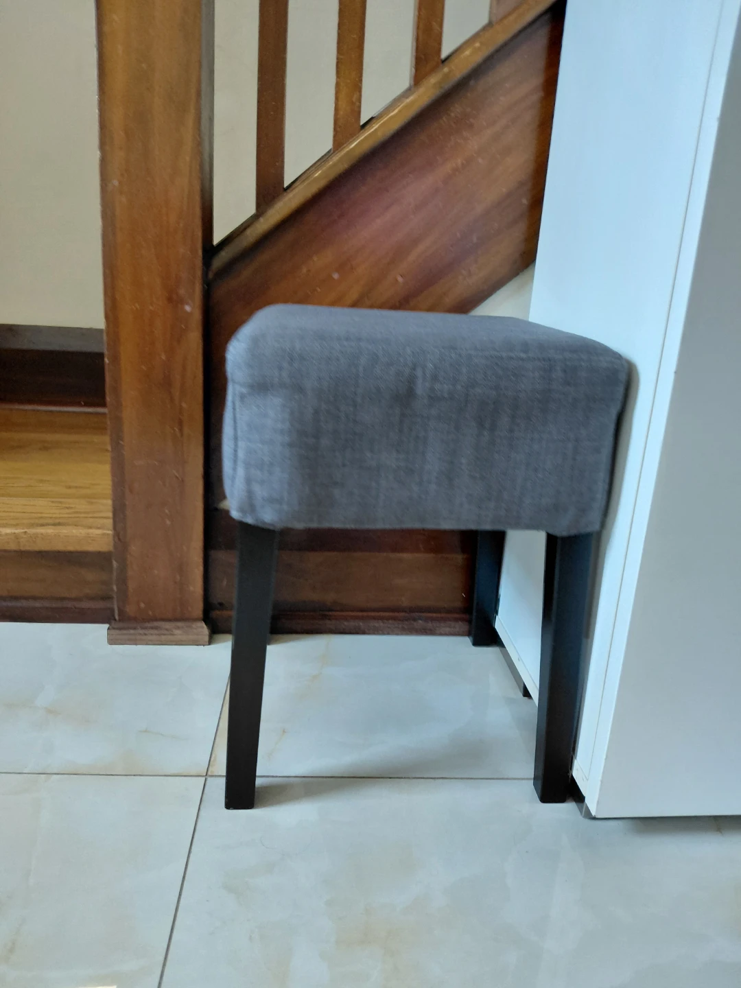 Grey Fabric Ottoman Footstool