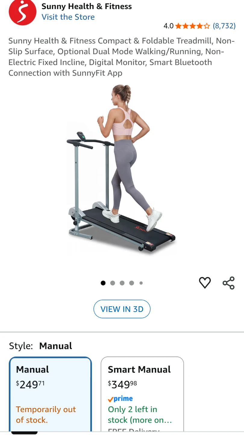 Sunny Health & Fitness Foldable Manual Treadmill - photo 4