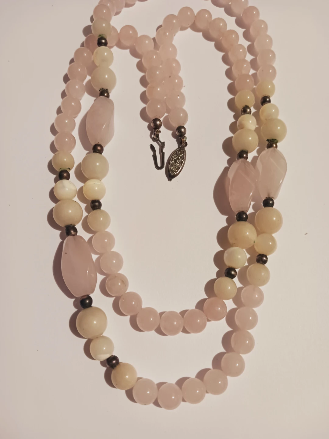 Genuine Rose Quartz &  Mother of Pearl Beaded Necklace - photo 4