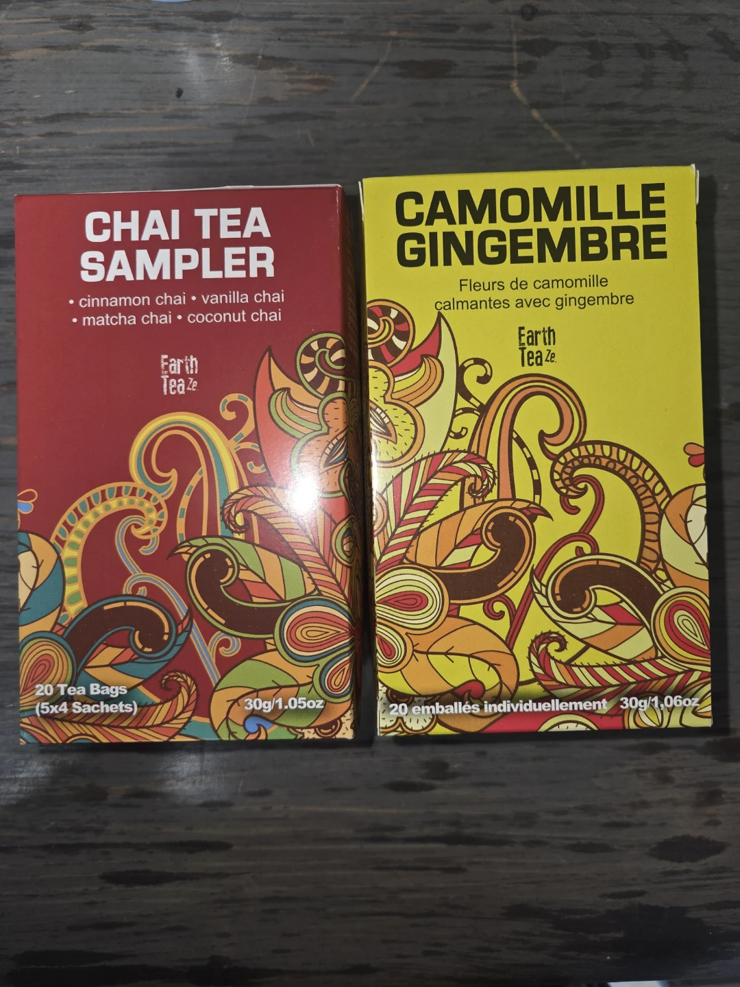Earth Tea Ze Chai Tea Sampler & Chamomile Ginger
