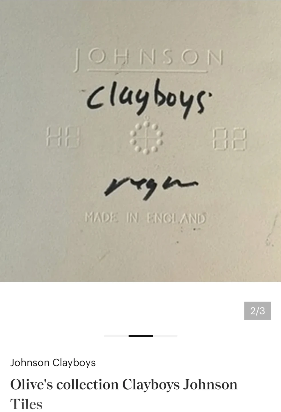 Johnson Clayboys Olive's Collection Tiles - photo 2