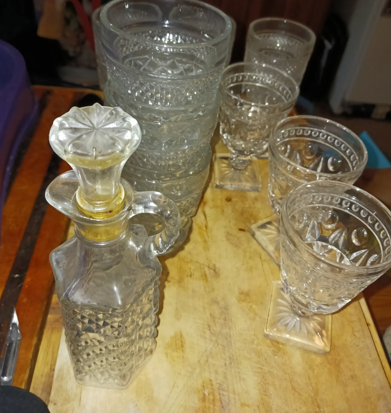 Vintage Diamond Pattern Glass Goblets
