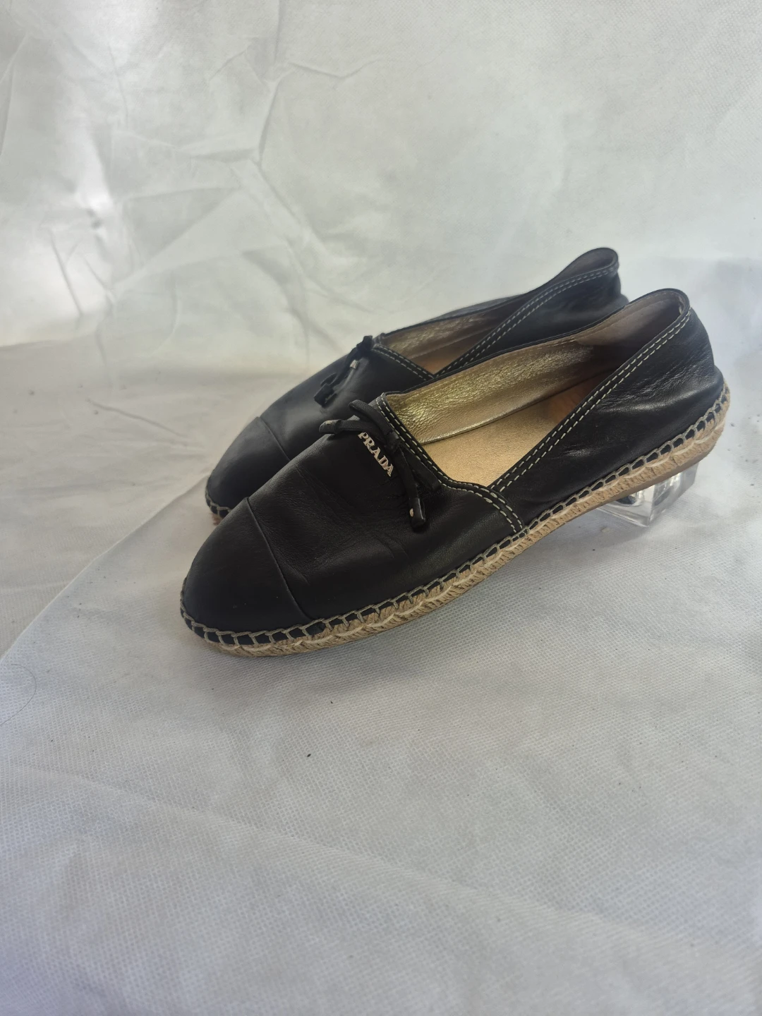 Prada Black Leather Espadrille Flats - photo 4