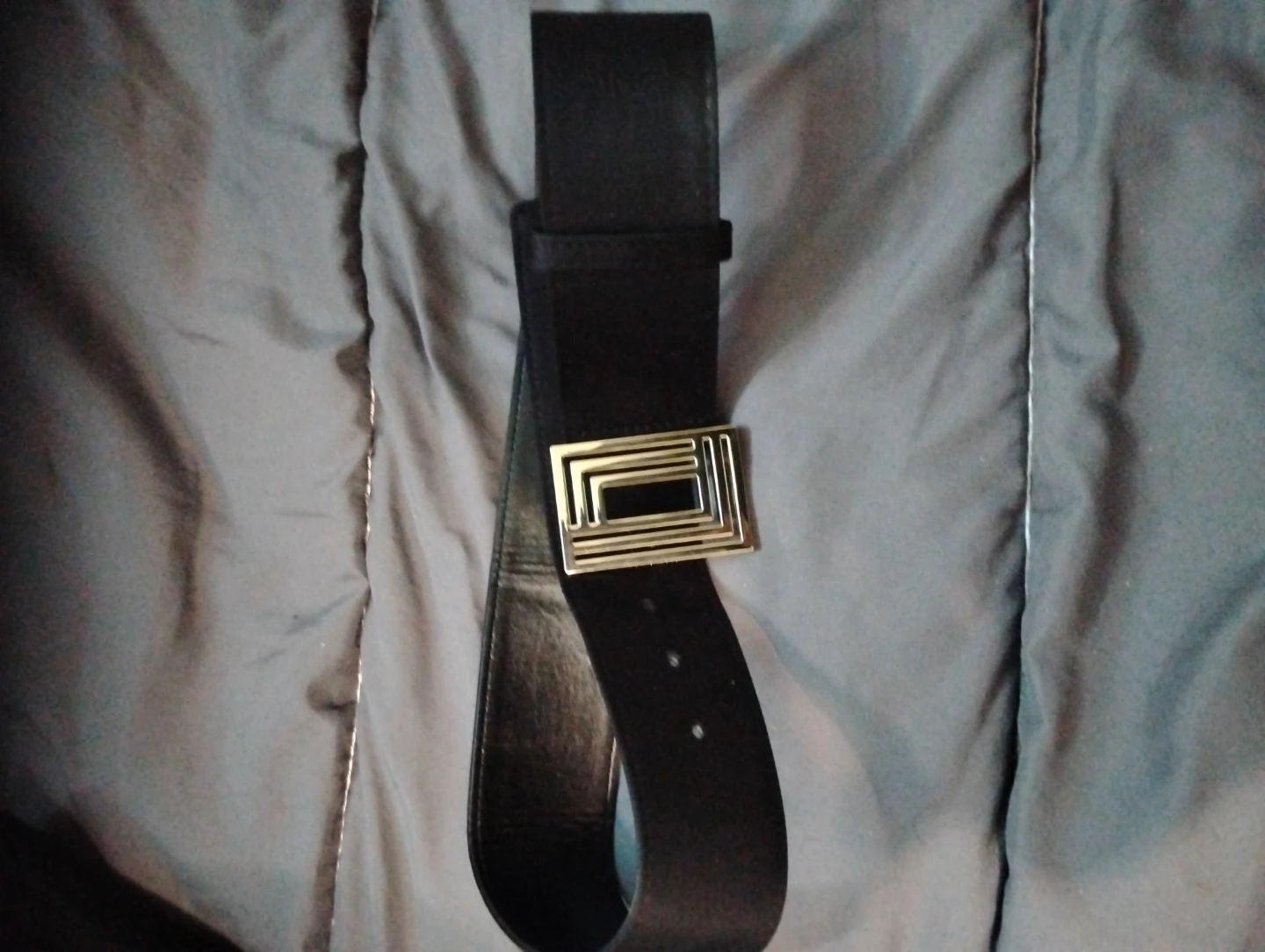Karl Lagerfeld Black Leather Belt with Gold Buckle - photo 2