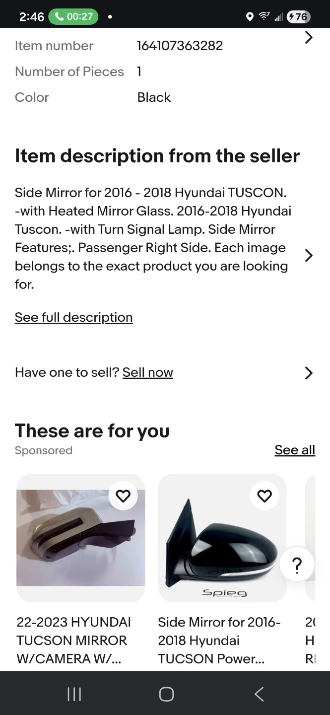 Side Mirror for 2016-2018 Hyundai Tucson - photo 4