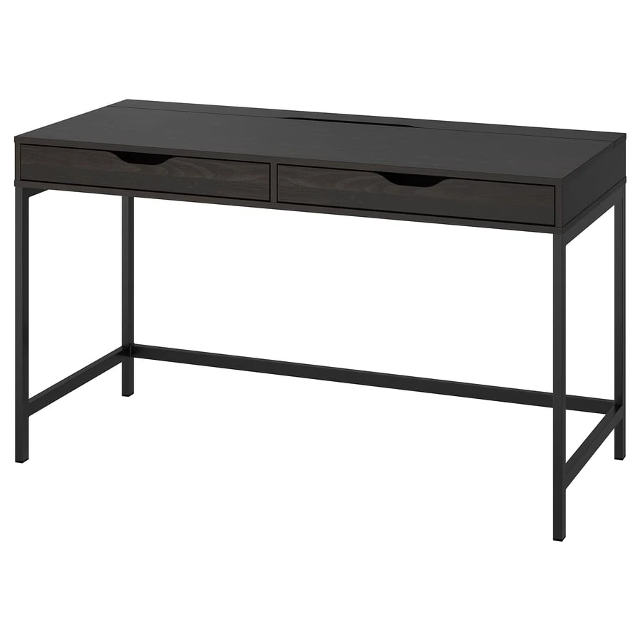 Dark Wood Desk with Two Drawers