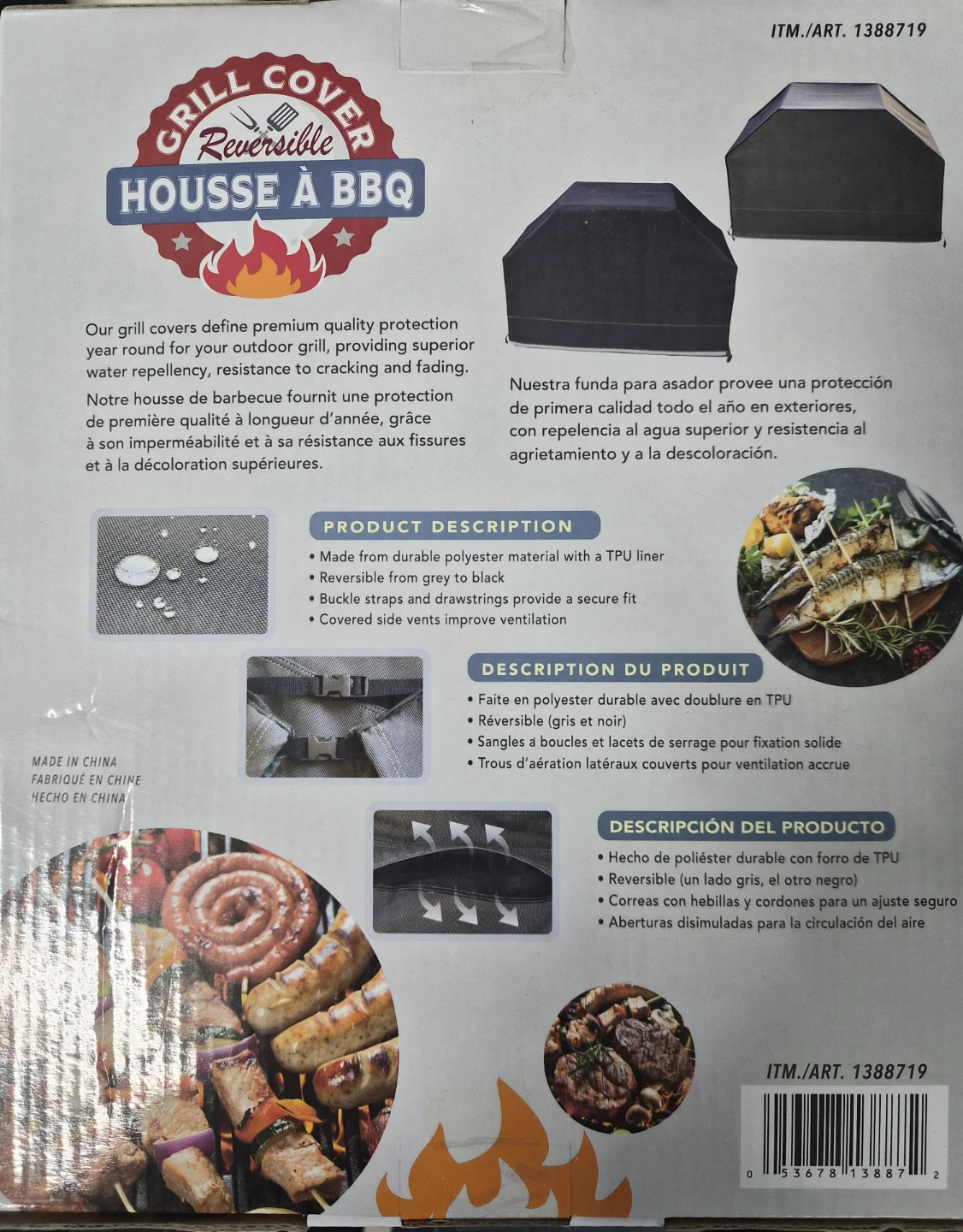 Reversible Grill Cover - Grey/Black