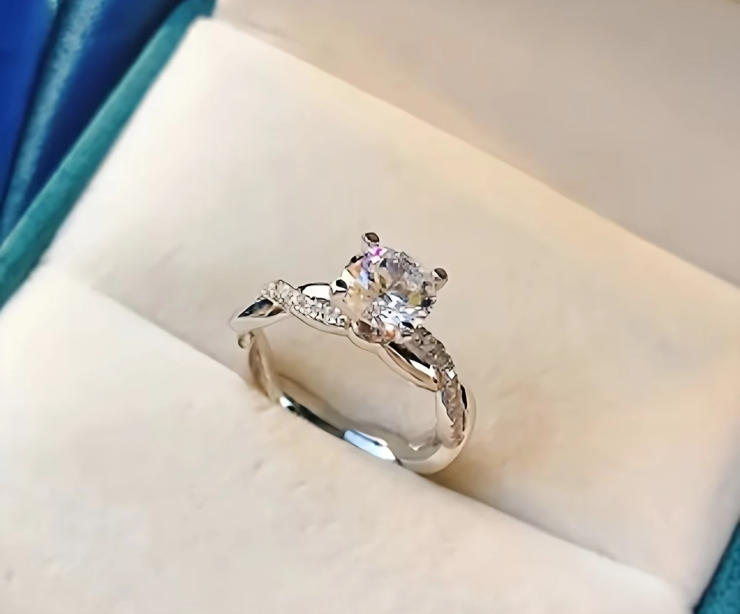 Rose Golden Four Prong Round Cubic Zirconia Ring - photo 2