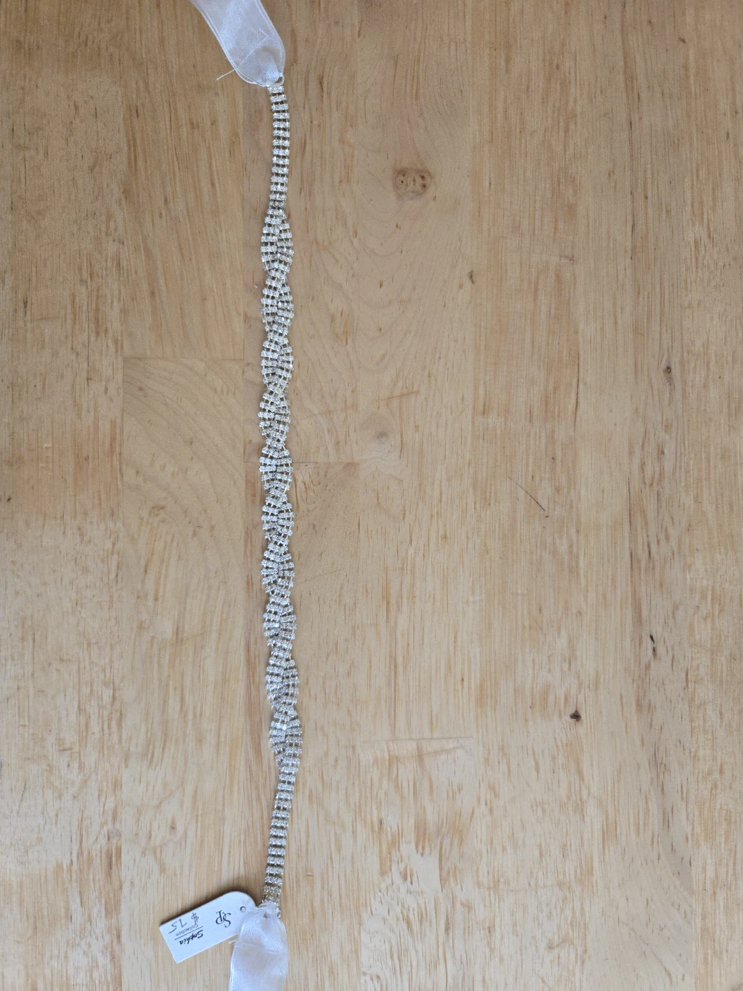 Sparkling Rhinestone Bridal Sash with White Ribbon