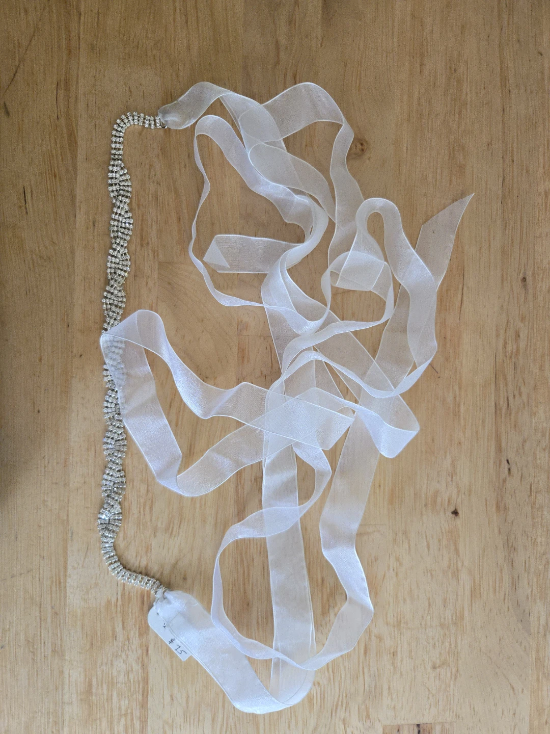 Sparkling Rhinestone Bridal Sash with White Ribbon - photo 3