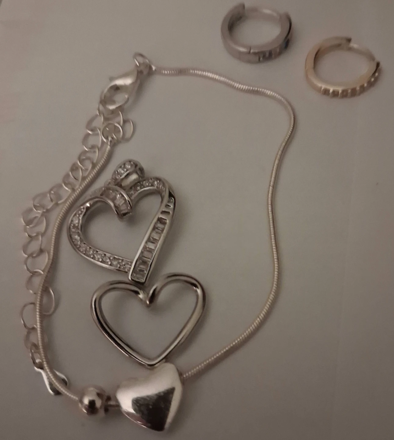 Silver Heart Bracelet and Earrings Set - photo 3