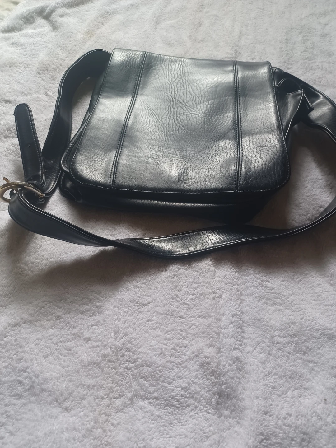 Black Faux Leather Messenger Bag - photo 2