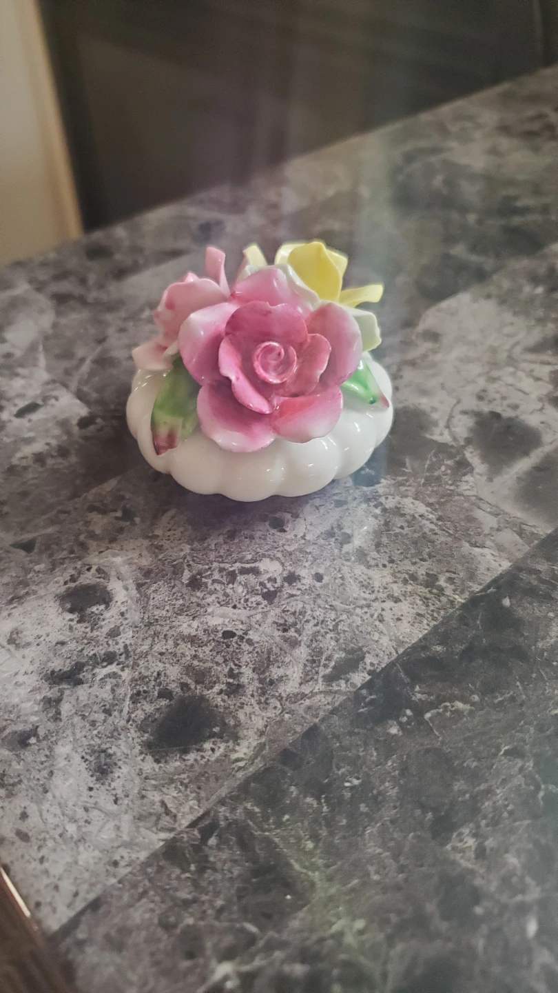 Ceramic Rose Flower Trinket Dish