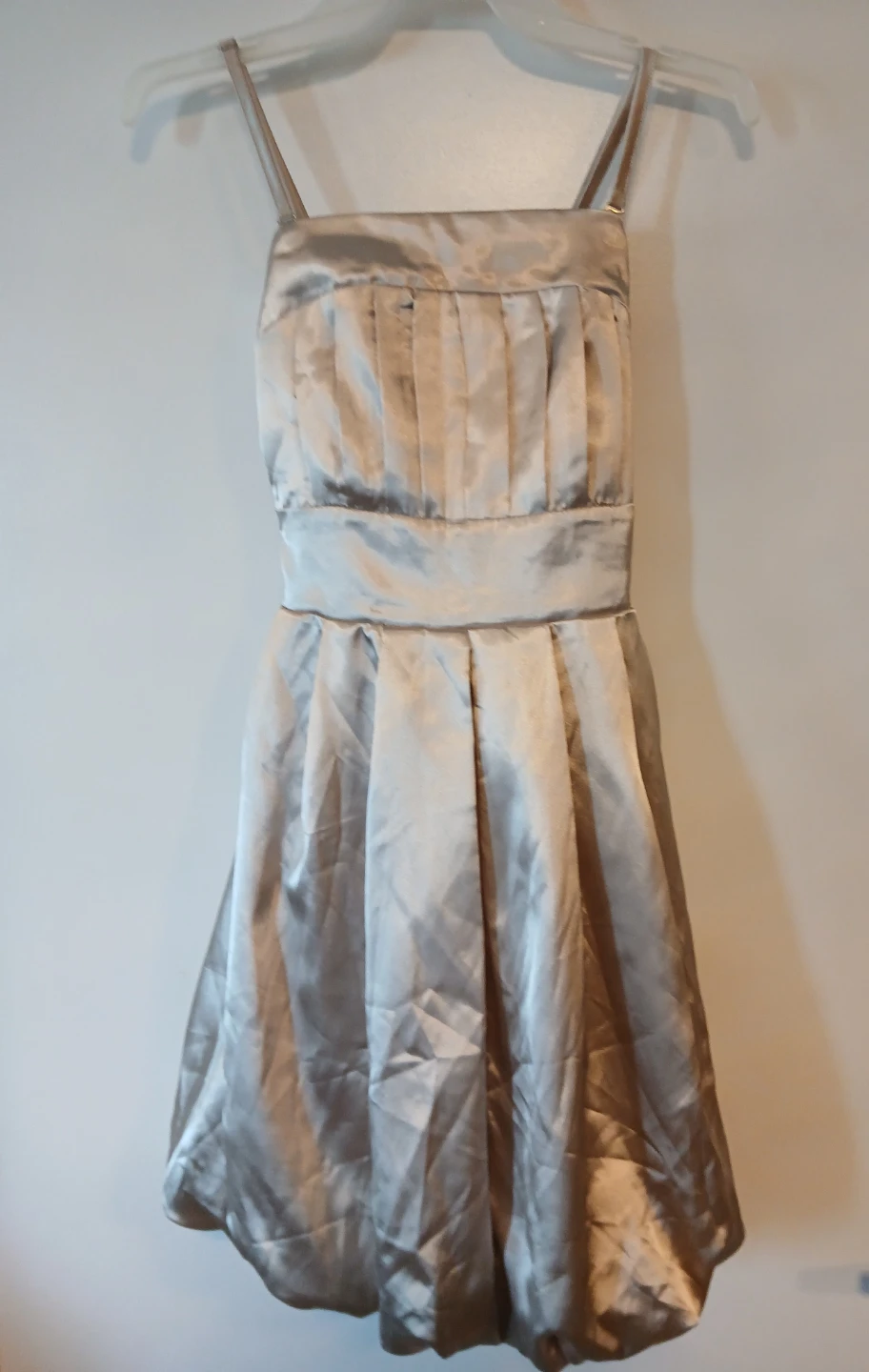Beautiful Champagne Satin Fit and Flare Dress. Size small.