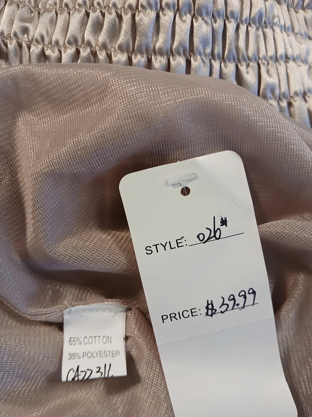 Beautiful Champagne Satin Fit and Flare Dress. Size small. - photo 3