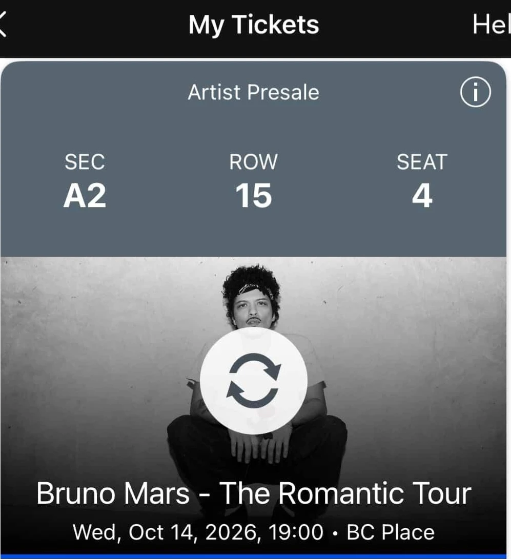 Bruno Mars The Romantic Tour Tickets - Wed, Oct 14 2026