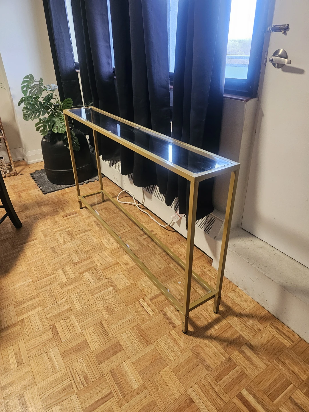 Gold Console Table with Glass Top - photo 3