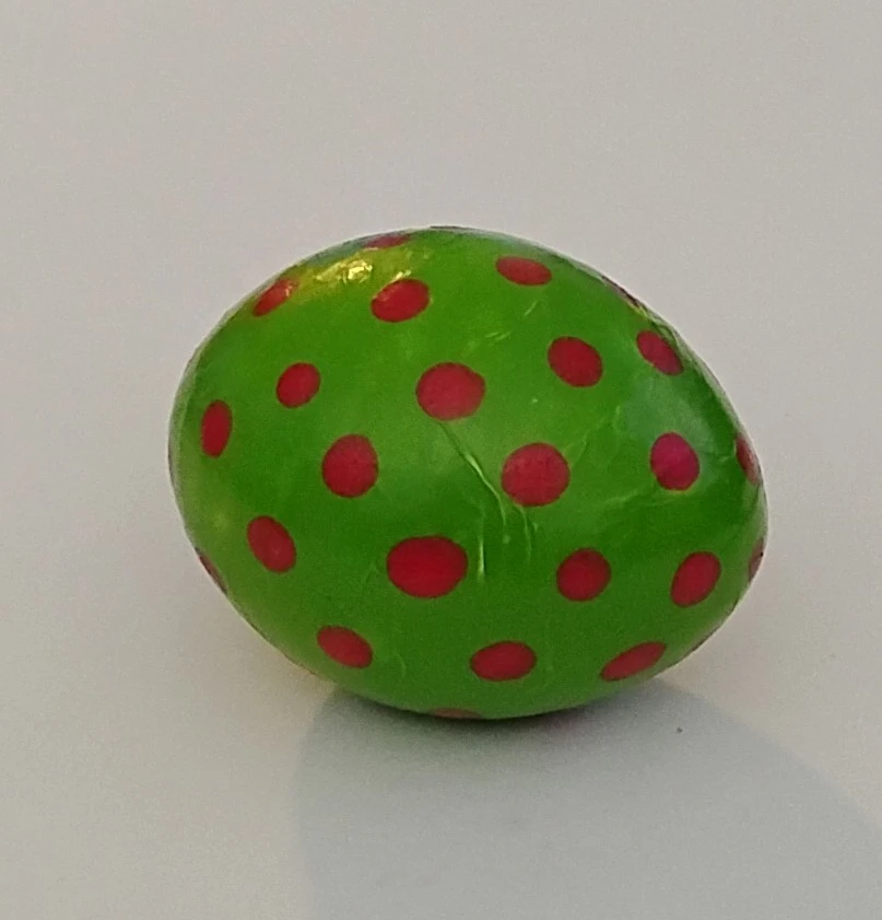 Green Egg with Red Polka Dots