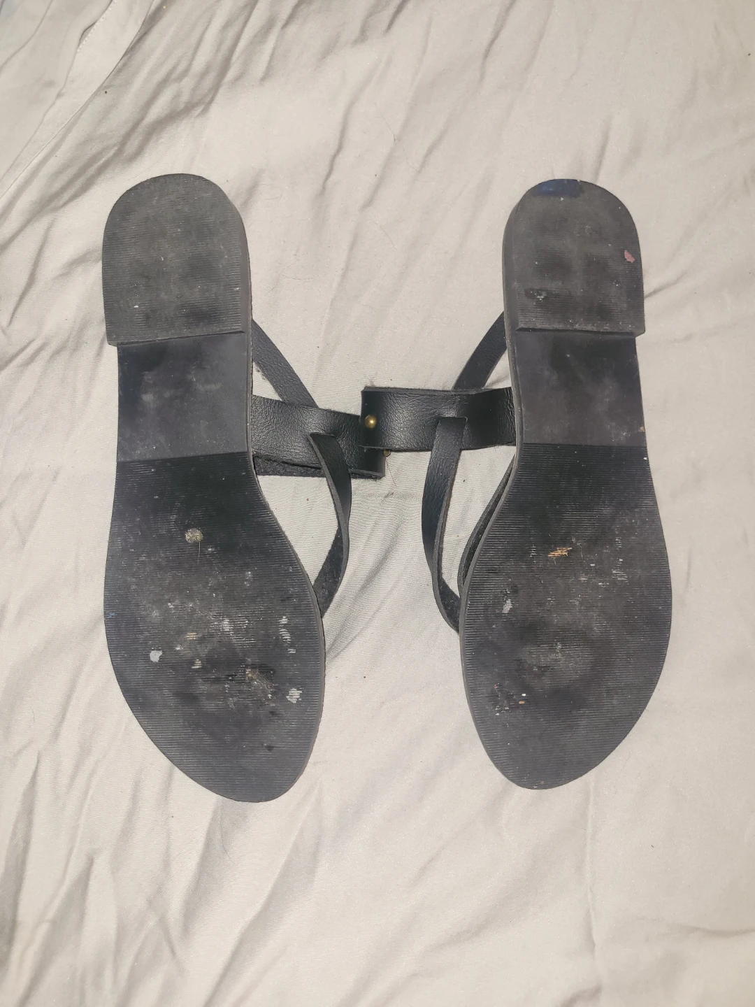 Support Black Leather Thong Sandals - photo 2